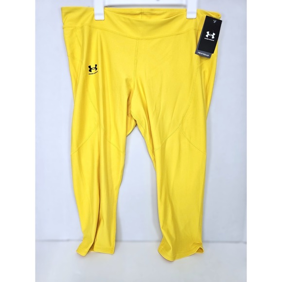 Under Armour Women's HeatGear Compression Capri Pants Yellow Size 3XLT NEW UA - Picture 1 of 9